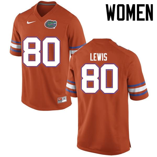 Women's NCAA Florida Gators Cyontai Lewis #80 Stitched Authentic Nike Orange College Football Jersey ZFC7865HW